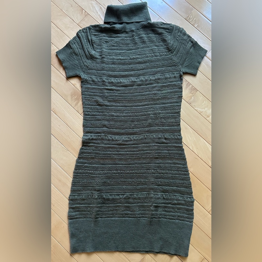 Arden B green ribbed semi-sheer mini dress